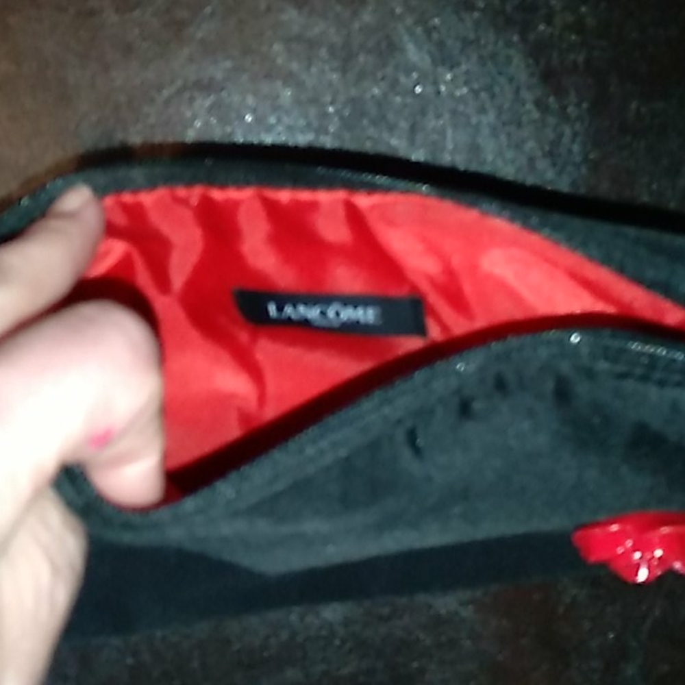 Lancome Black Makeup Bag w/Red Rose & Base - Picture 2 of 6